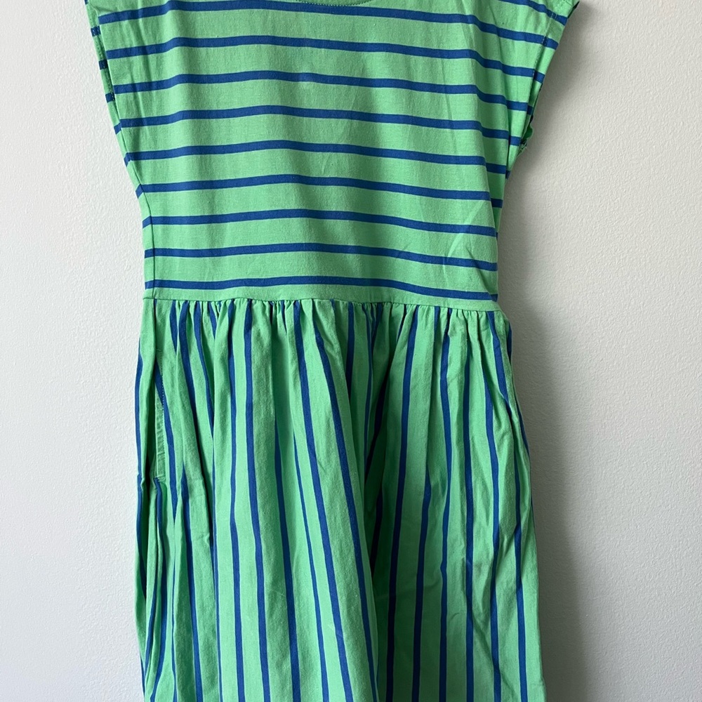 Green and Blue Striped Kids Dress